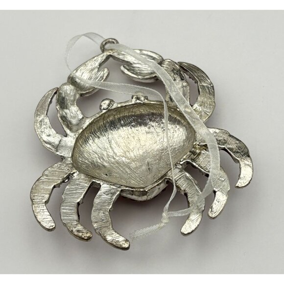 Dillards Handcrafted Pewter Crab Christmas Tree Ornament Red and Silver Tone - Picture 3 of 9